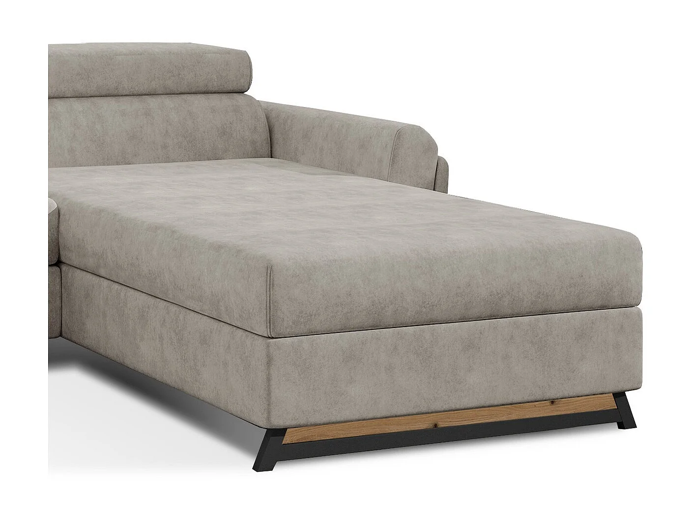 Canapé angle droit convertible tissu beige avec appuis-tête réglables Mazerali 300cm