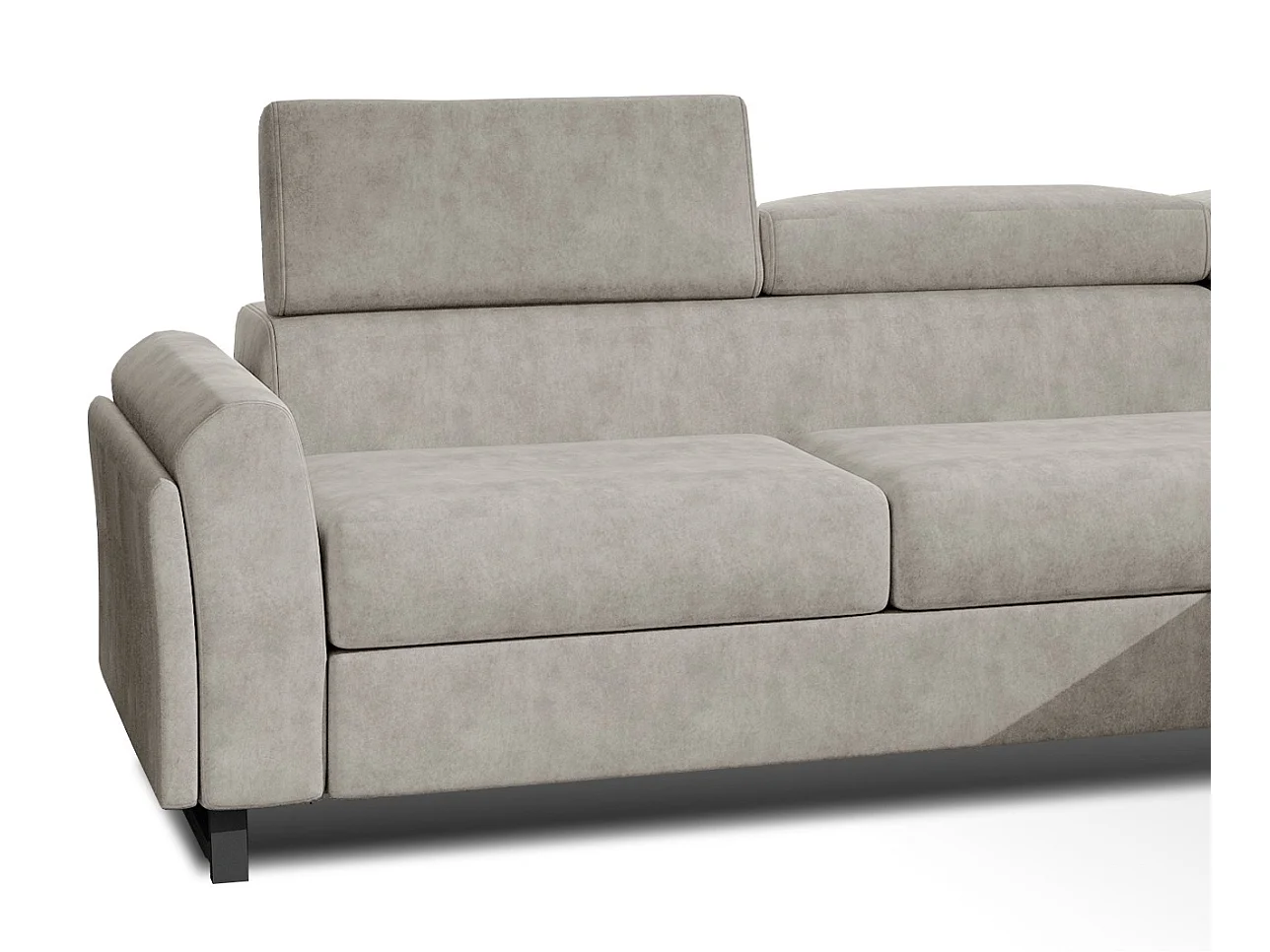 Canapé angle droit convertible tissu beige avec appuis-tête réglables Mazerali 300cm