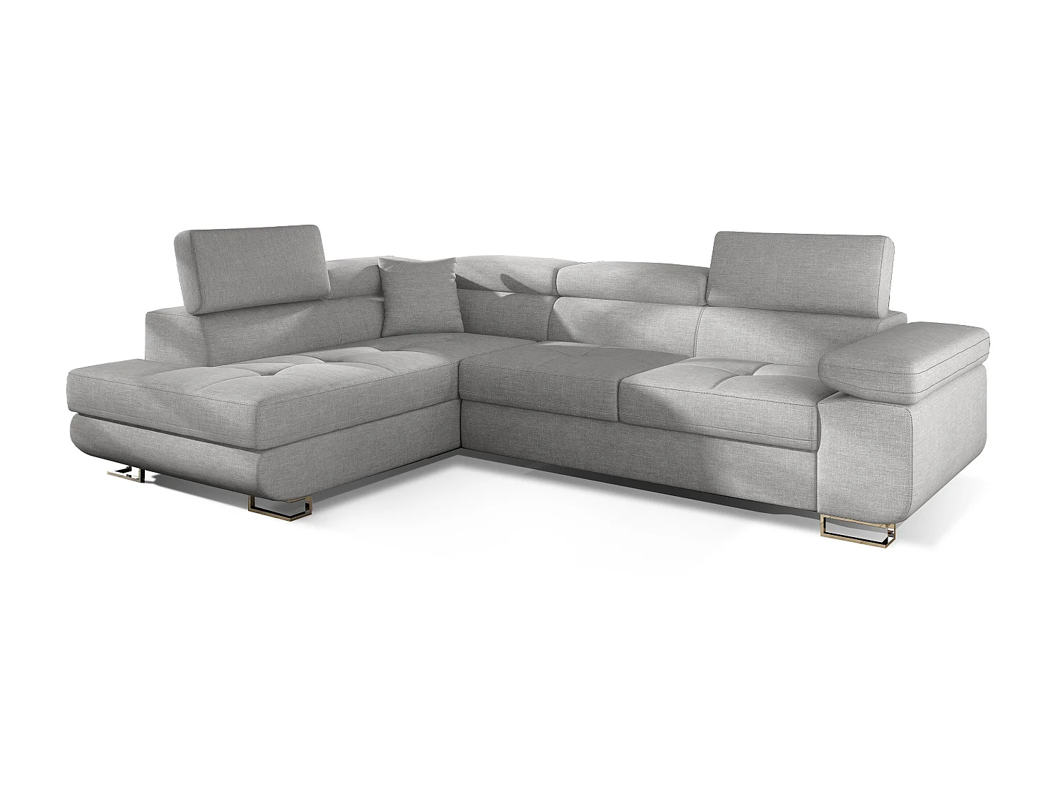 Canapé d'angle gauche convertible tissu gris clair Marka 275cm