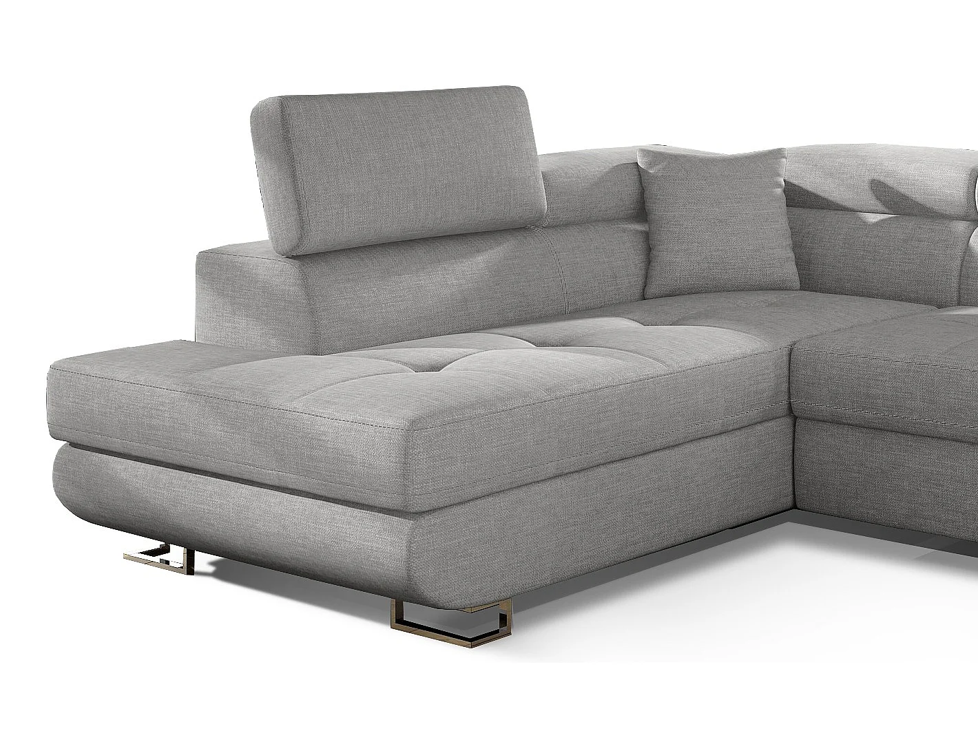 Canapé d'angle gauche convertible tissu gris clair Marka 275cm