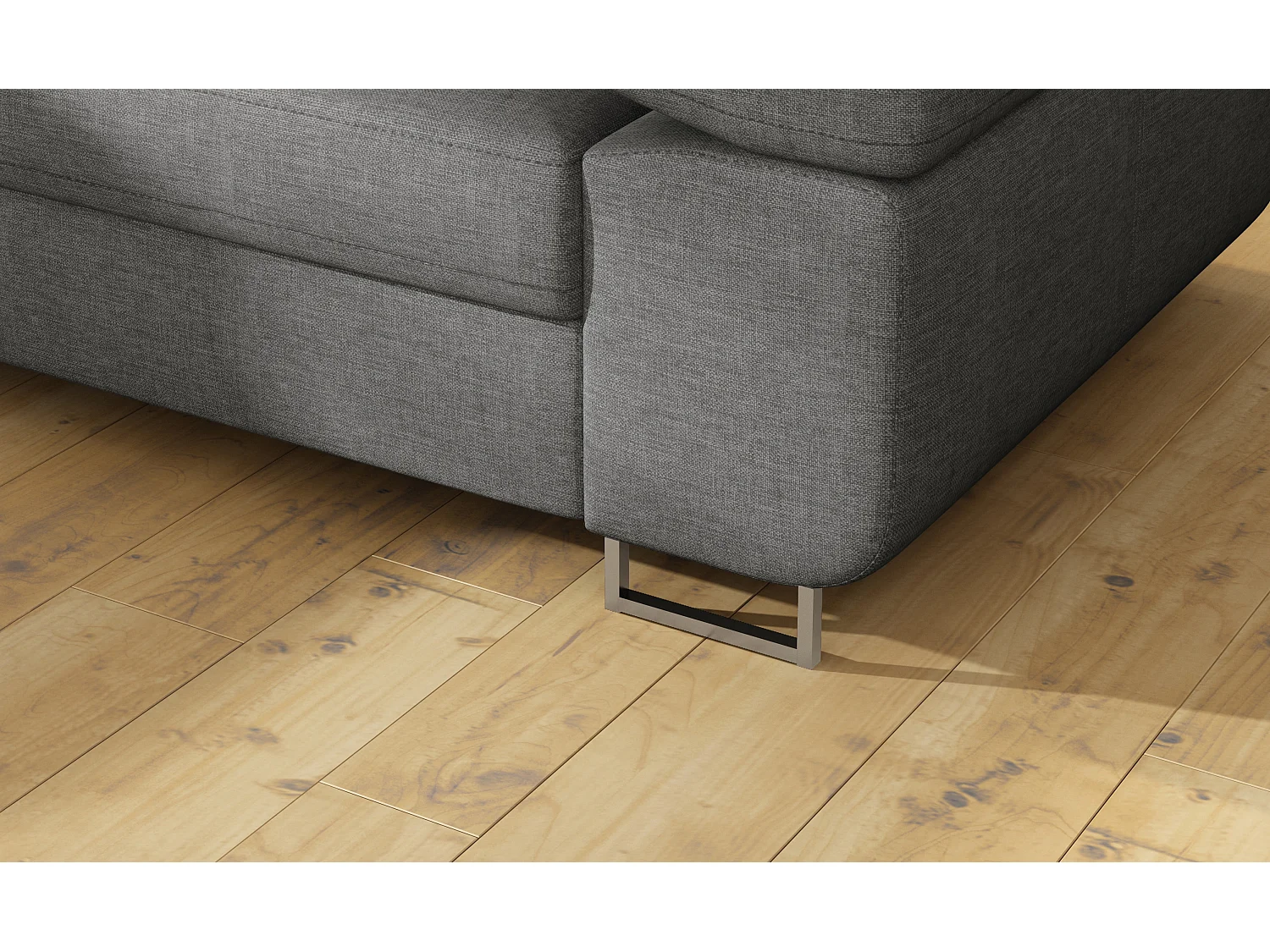 Canapé d'angle convertible tissu MARKA - Coffre et appuis-tête réglables-Gris-angle gauche