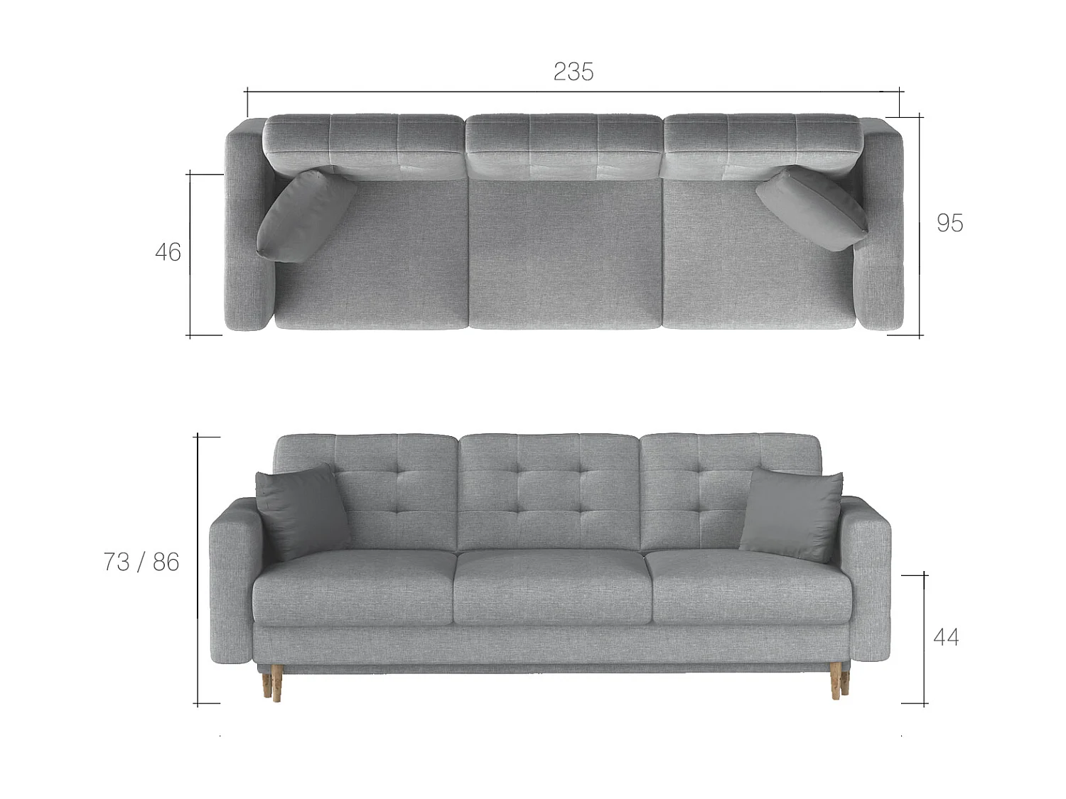 Canapé 3 places convertible matelassé velours chocolat Anska 235cm