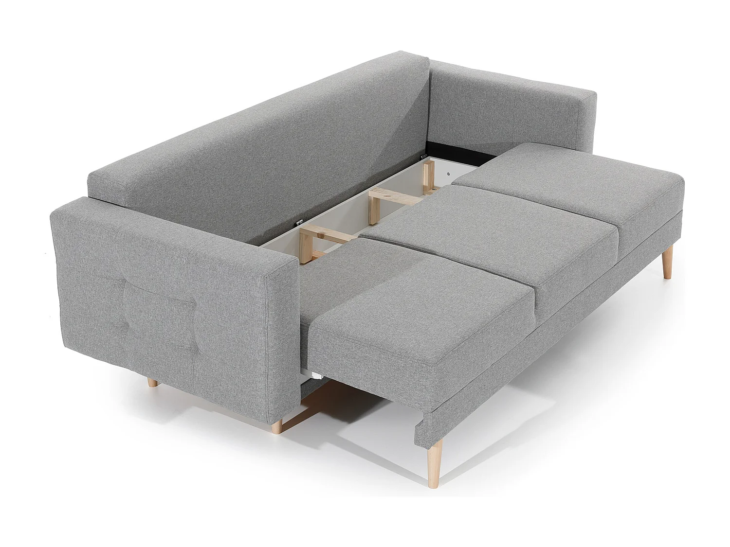 Canapé 3 places convertible matelassé simili cuir beige clair Anska 235cm