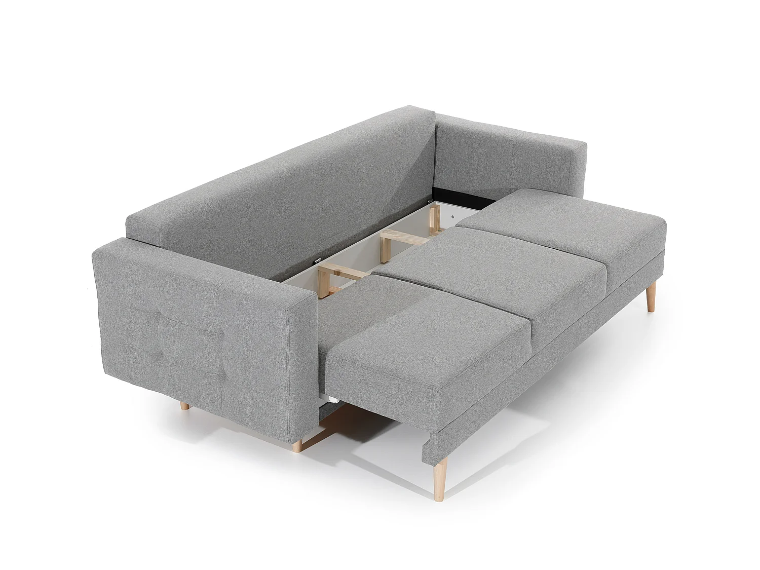 Canapé convertible 3 places en simili cuir beige