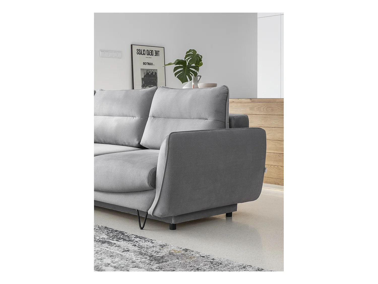 Canapé d'angle convertible tissu ZURIK - Coffre de rangement et pieds métal noir-Vert épinard-angle gauche