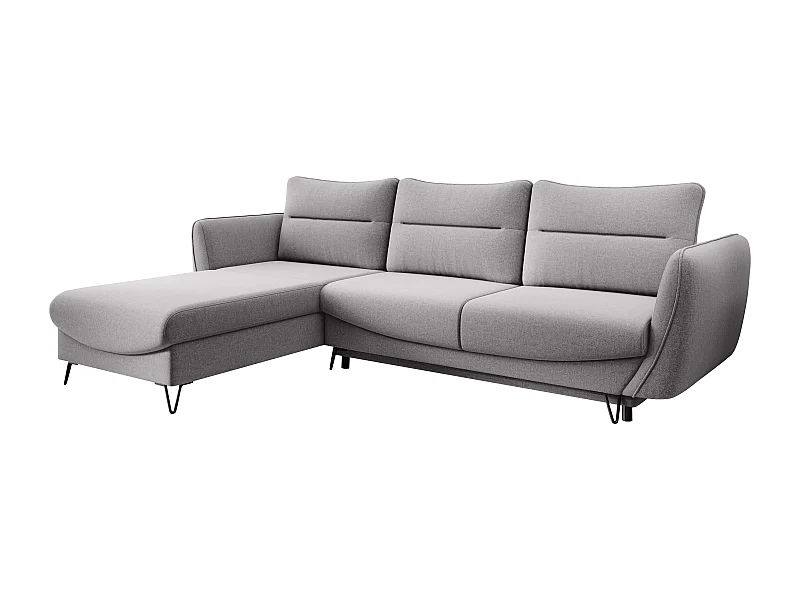 Canapé d'angle gauche convertible tissu gris clair Zurik 276cm