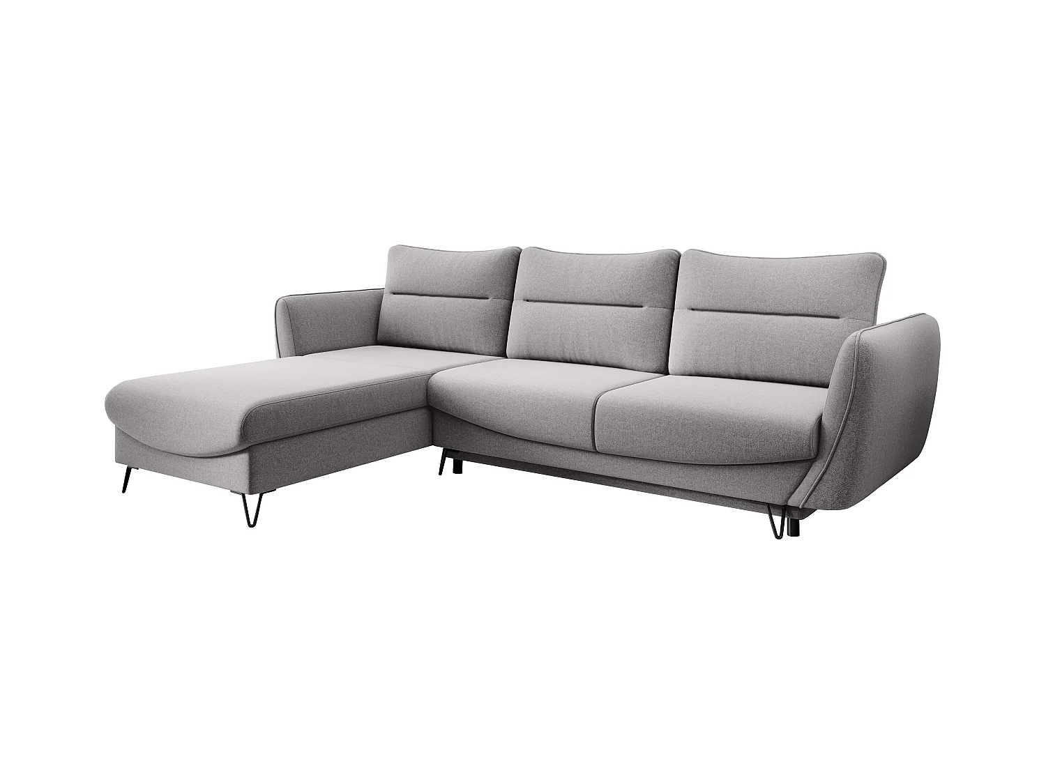 Canapé d'angle gauche convertible tissu gris clair Zurik 276cm