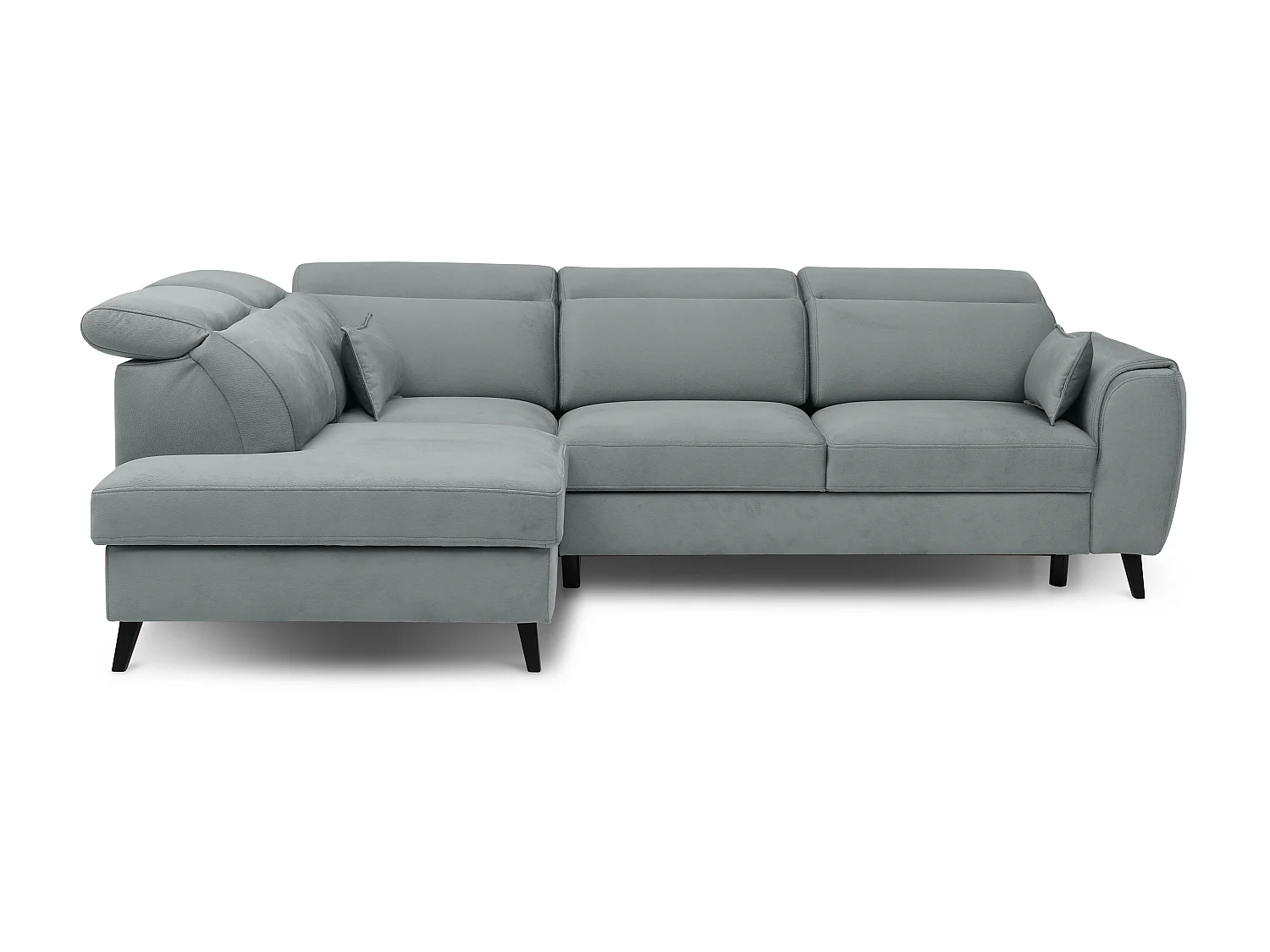 Canapé d'angle gauche convertible tissu gris bleuté Noblesse 255cm