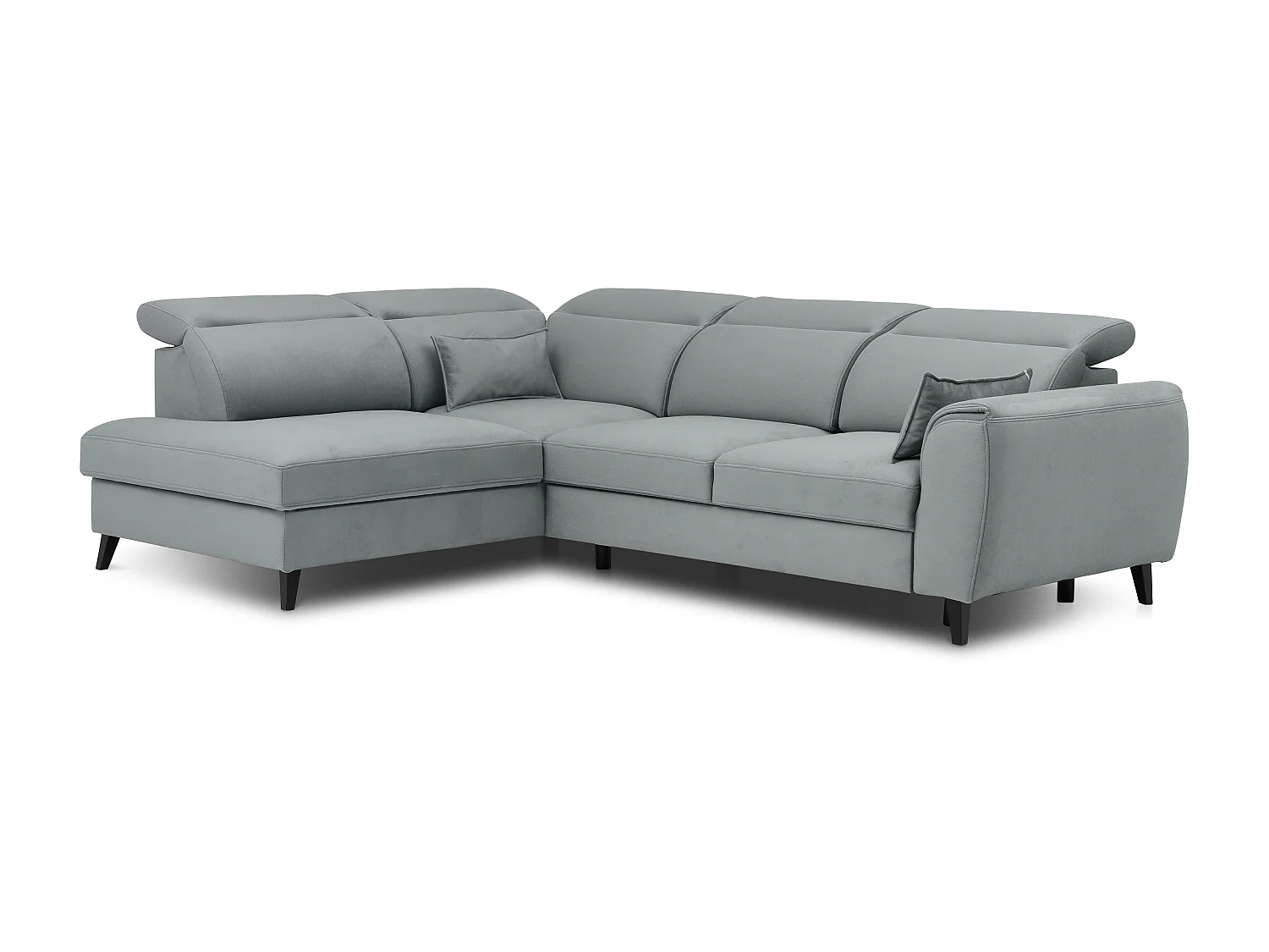 Canapé d'angle gauche convertible tissu gris bleuté Noblesse 255cm