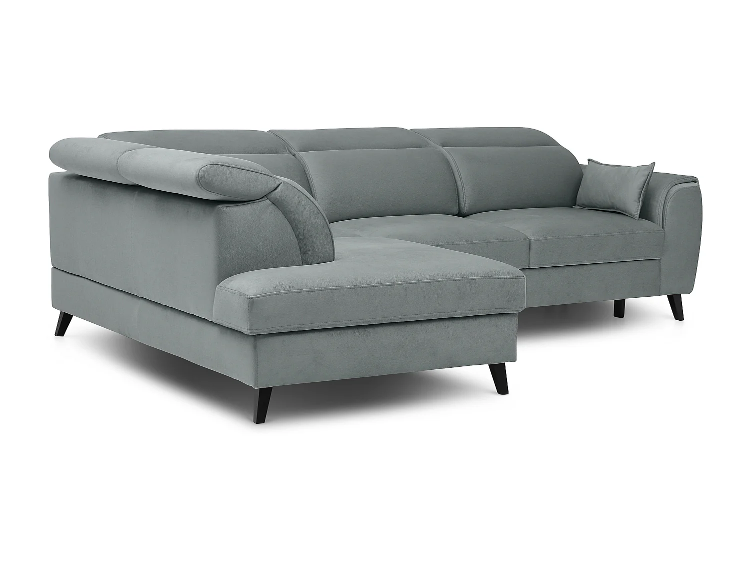 Canapé d'angle gauche convertible tissu gris bleuté Noblesse 255cm