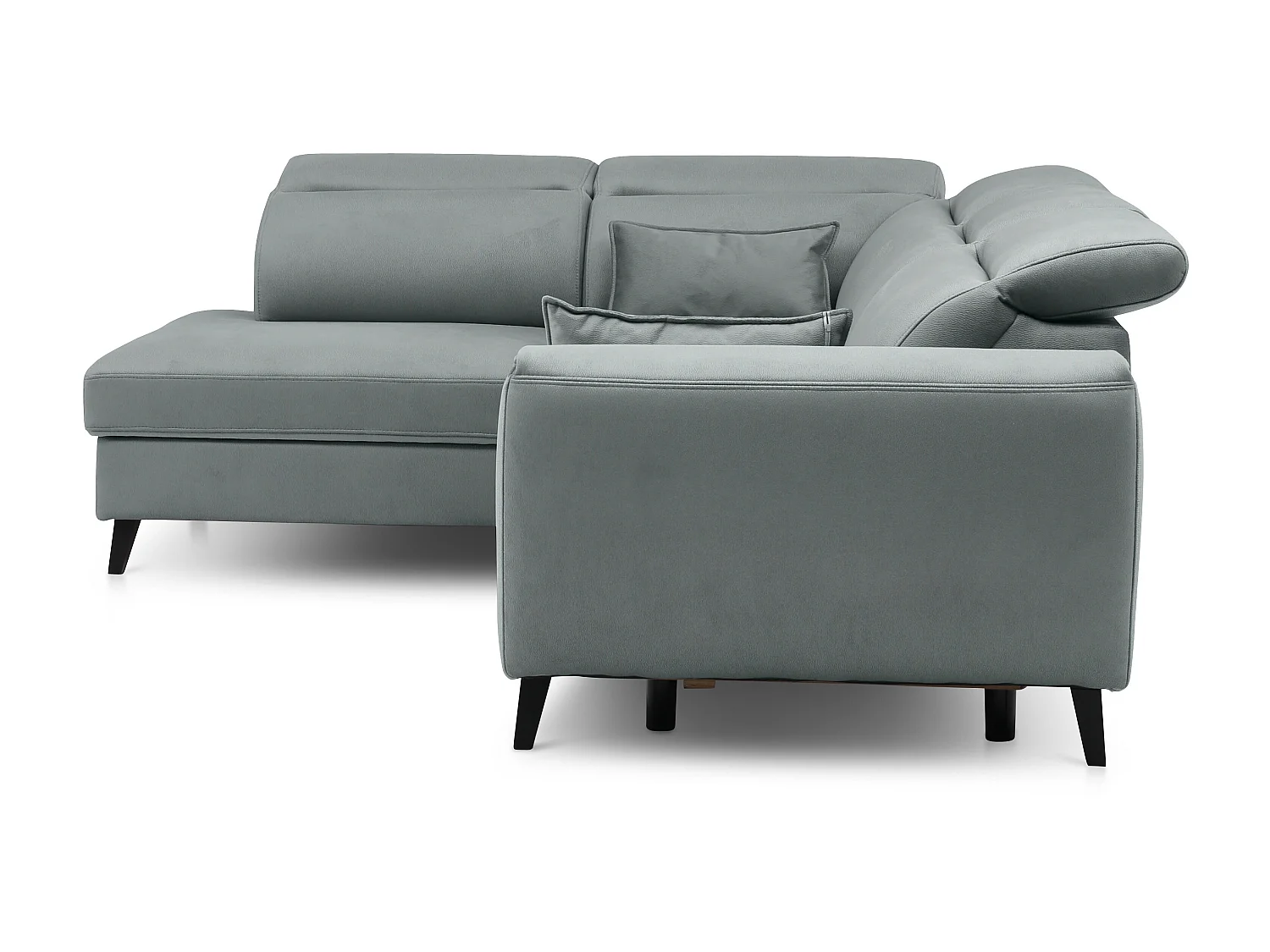 Canapé d'angle gauche convertible tissu gris bleuté Noblesse 255cm