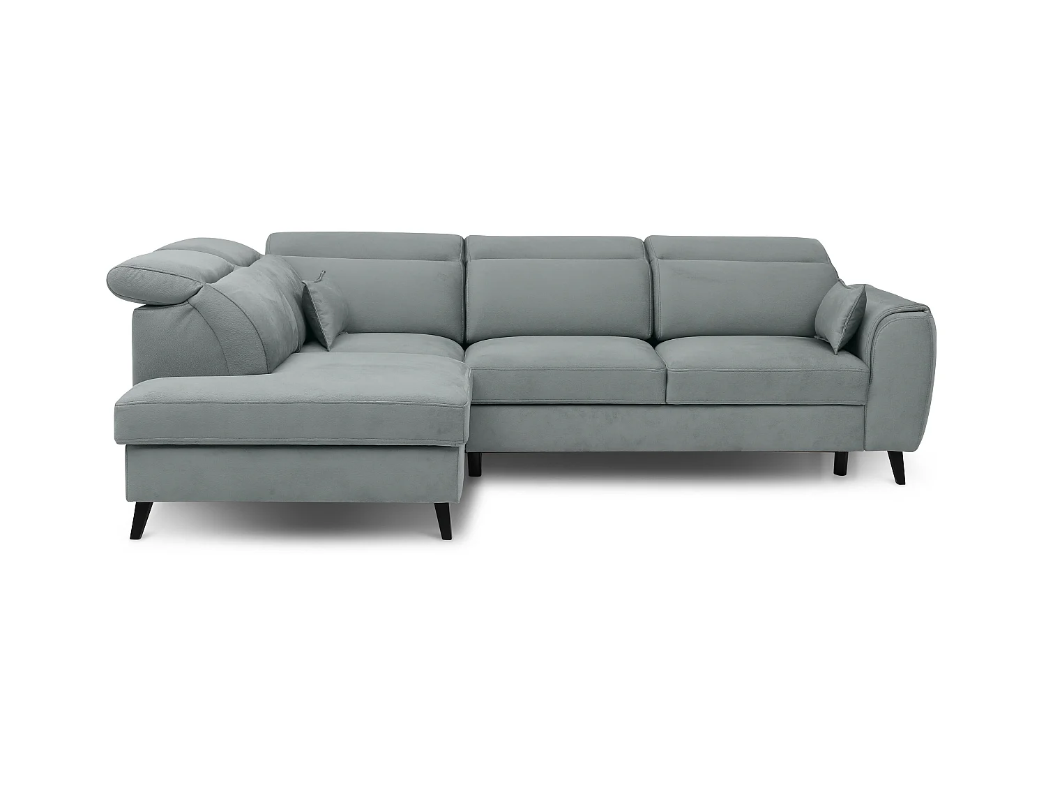 Canapé d'angle gauche convertible tissu gris bleuté Noblesse 255cm