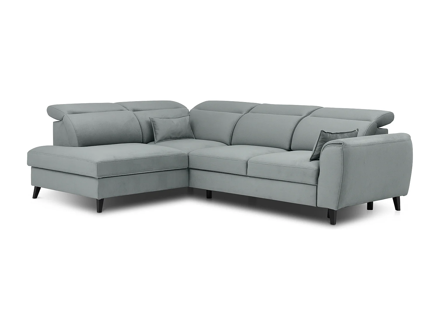 Canapé d'angle gauche convertible tissu gris bleuté Noblesse 255cm