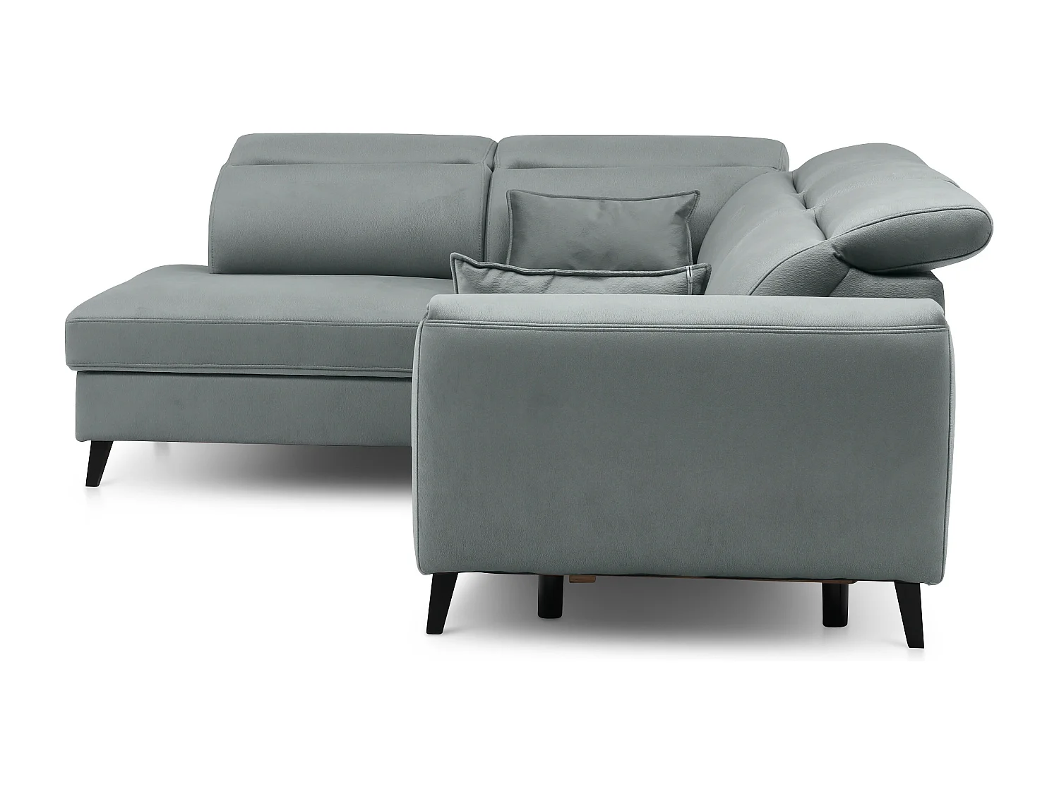 Canapé d'angle gauche convertible tissu gris bleuté Noblesse 255cm