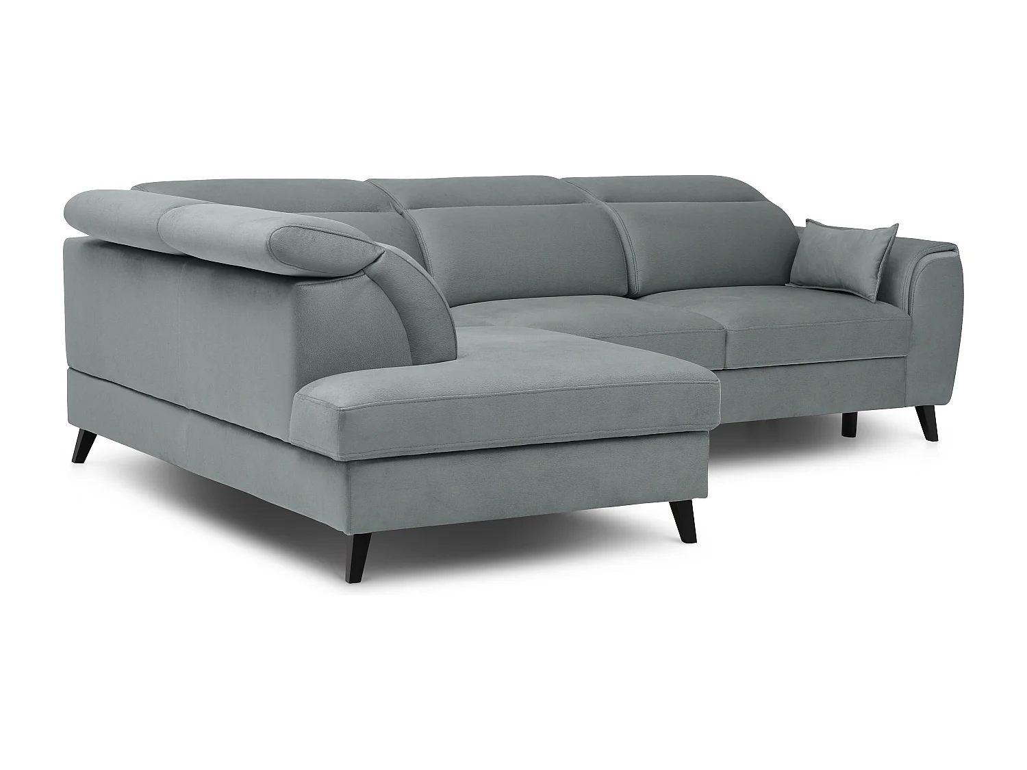 Canapé d'angle gauche convertible tissu gris bleuté Noblesse 255cm