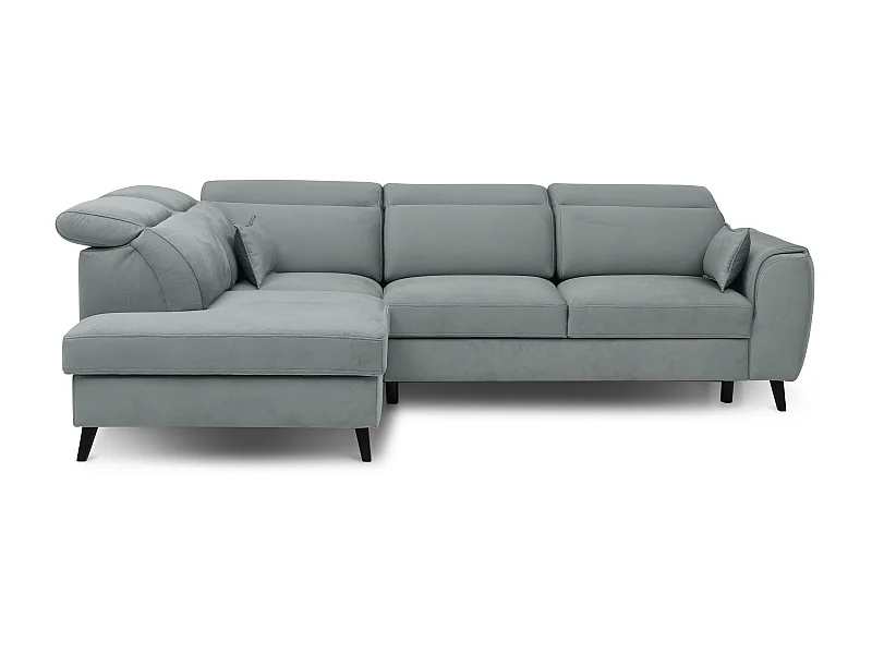 Canapé d'angle gauche convertible tissu gris bleuté Noblesse 255cm