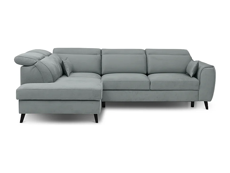 Canapé d'angle gauche convertible tissu gris bleuté Noblesse 255cm