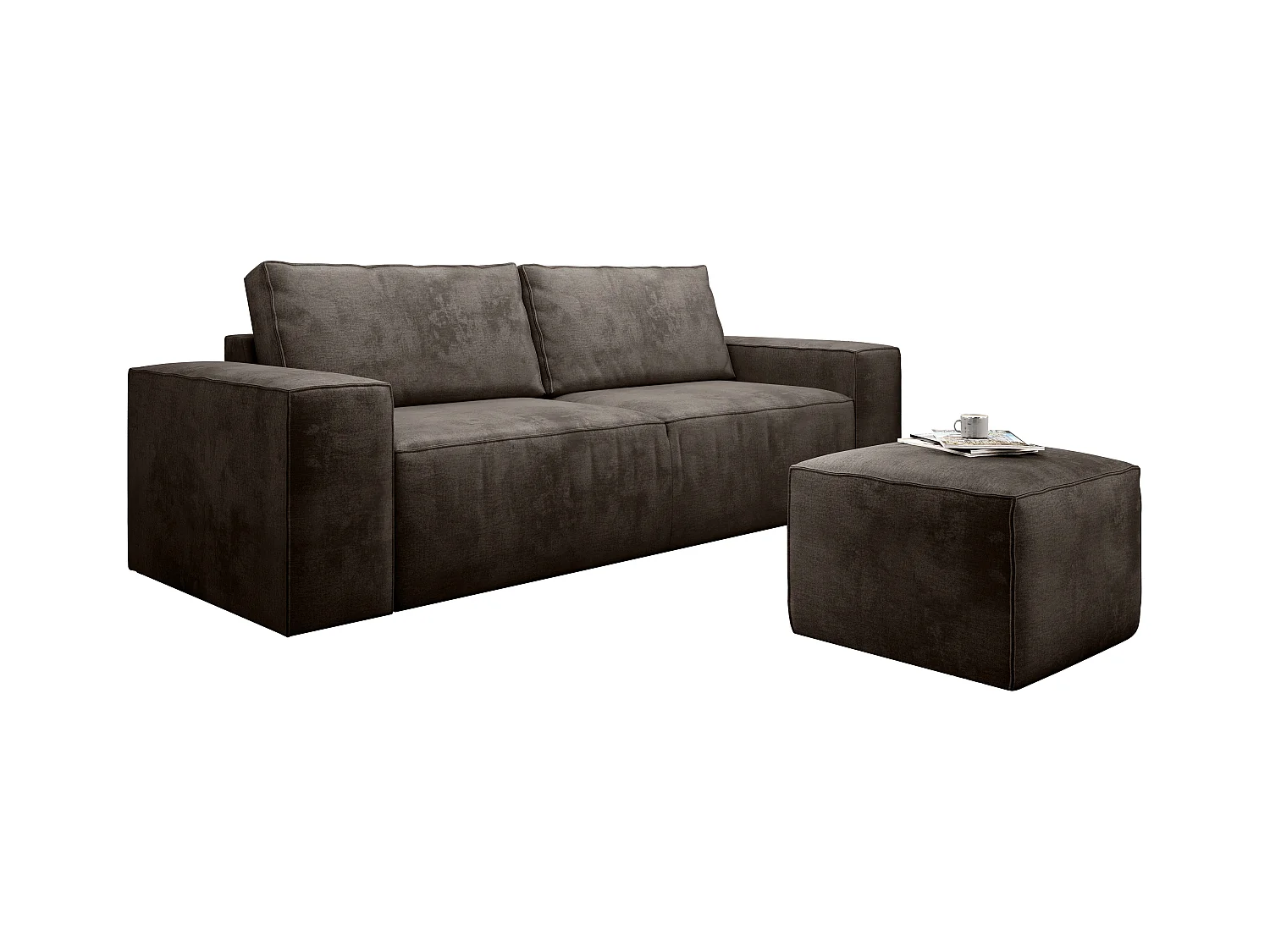 Canapé convertible 4 places velours marron foncé Willace 260cm