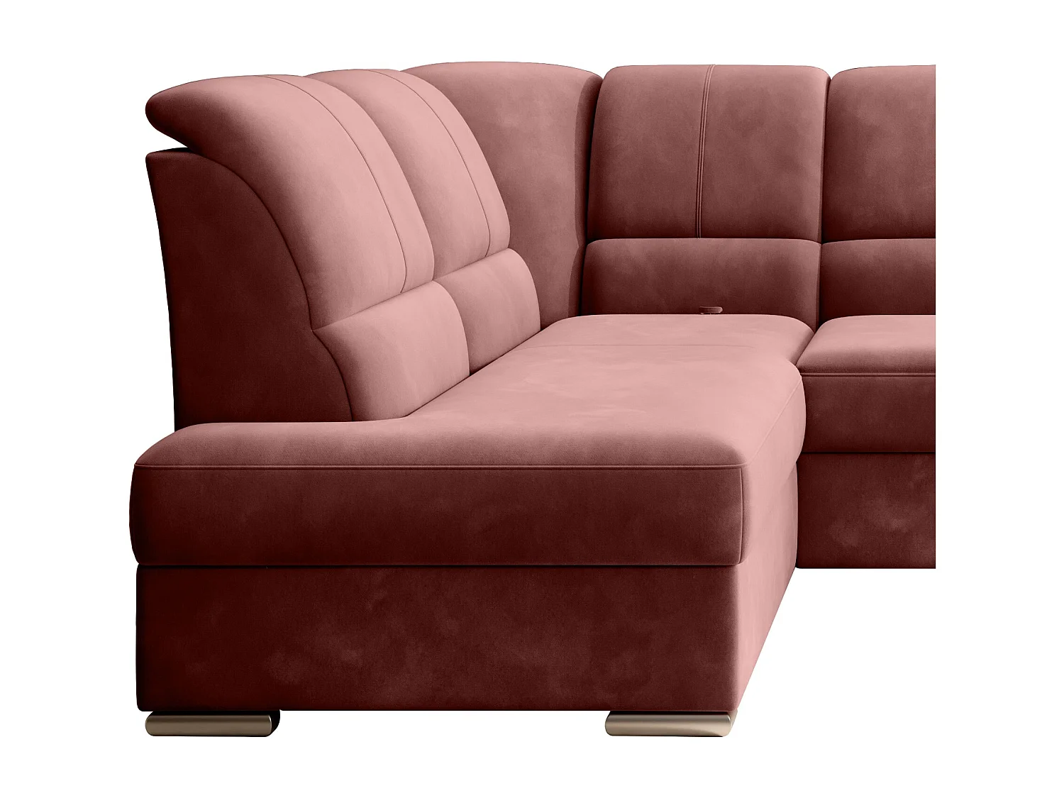 Canapé angle gauche convertible tissu rouille et pieds acier chromé Zabor 270cm