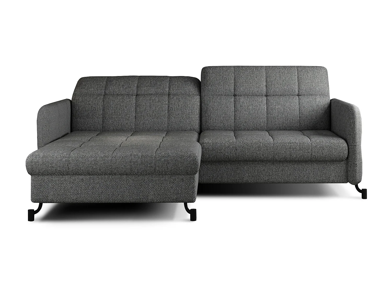 Hoekbank links met verstelbare hoofdsteunen donkergrijze gewatteerde stof Lory 225 cm