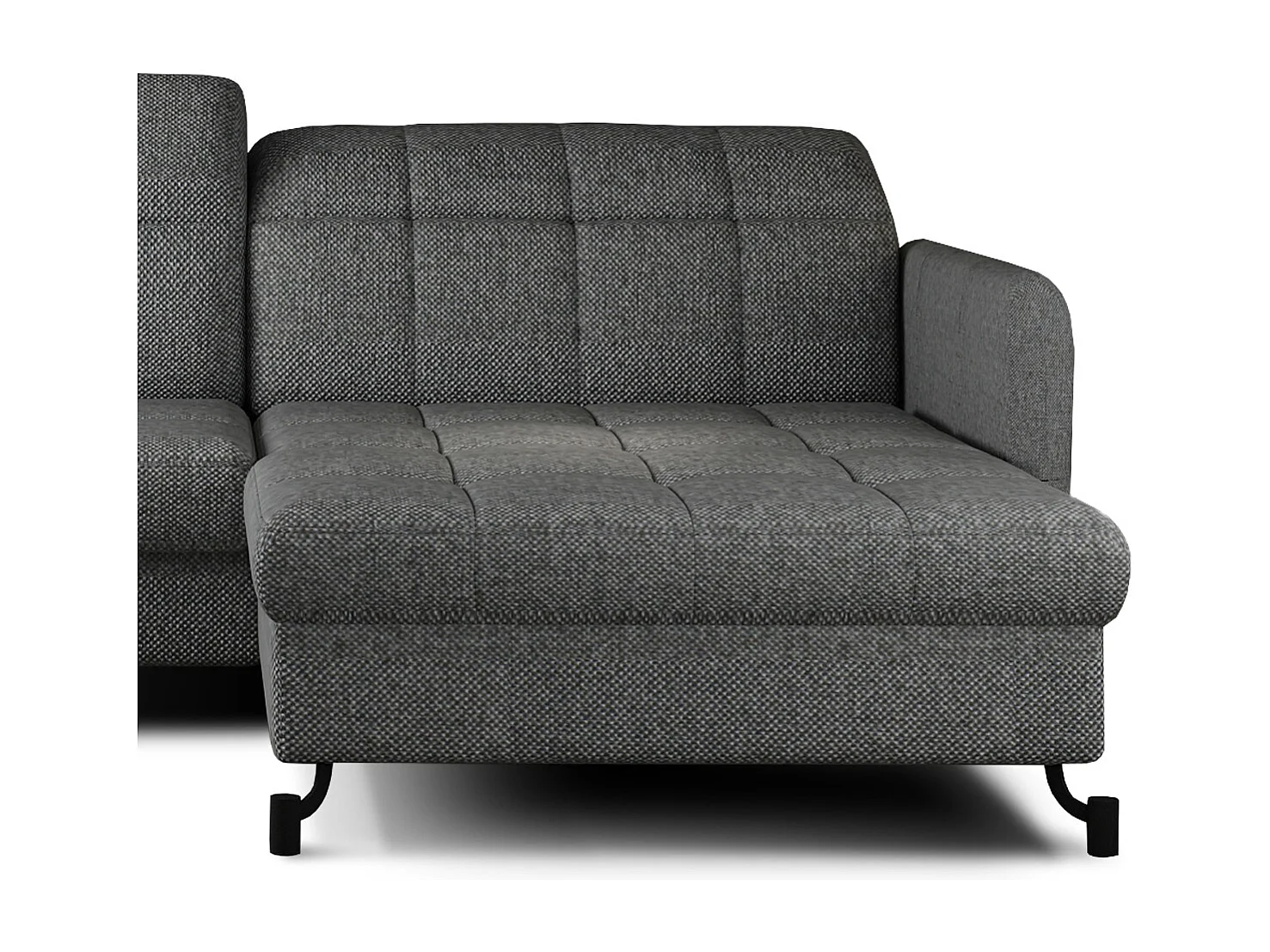 Canapé convertible angle droit avec têtières réglables tissu matelassé gris foncé Lory 225cm