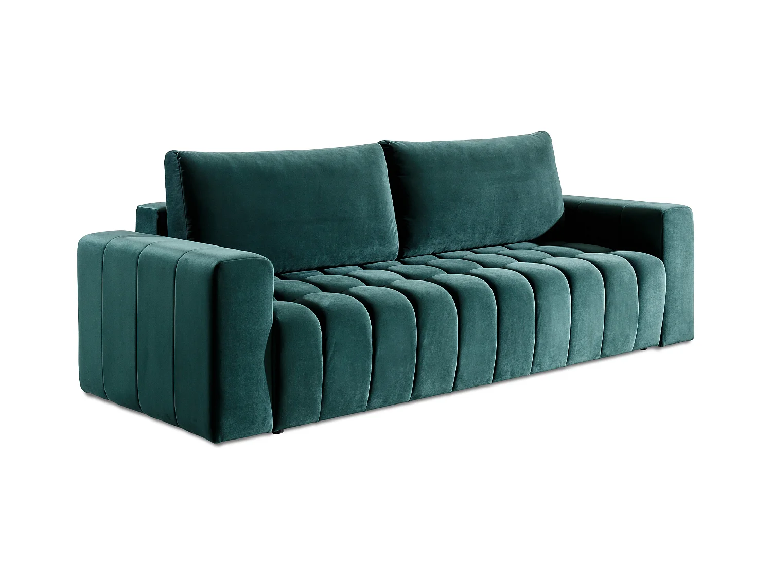 Canapé convertible 3 places velours marron clair avec coffre de rangement Larko 245cm