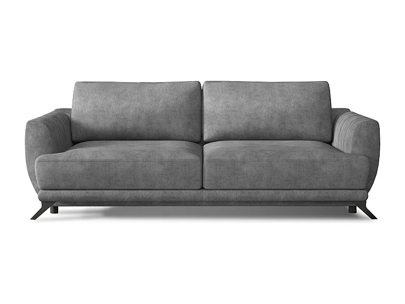 Canapé convertible 3-4 places tissu gris et pieds métal noir Zora 250cm