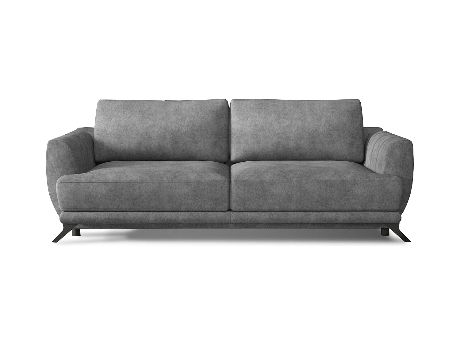 Canapé convertible 3-4 places tissu gris et pieds métal noir Zora 250cm