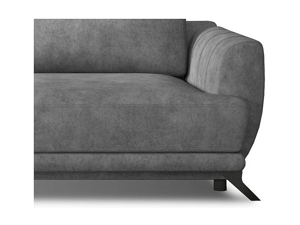 Canapé convertible 3-4 places tissu gris et pieds métal noir Zora 250cm