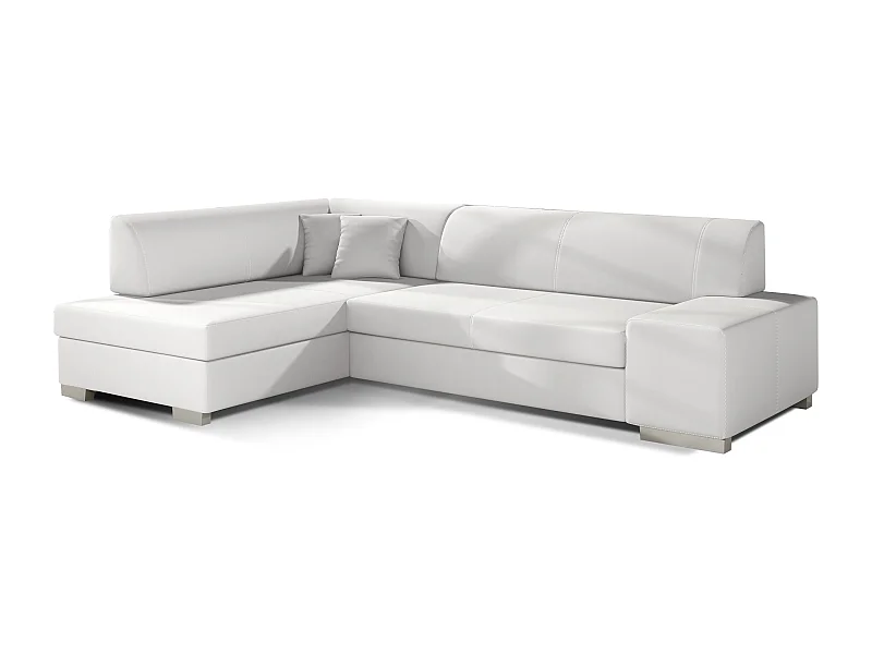 Canapé convertible angle gauche simili cuir blanc Polky 272cm