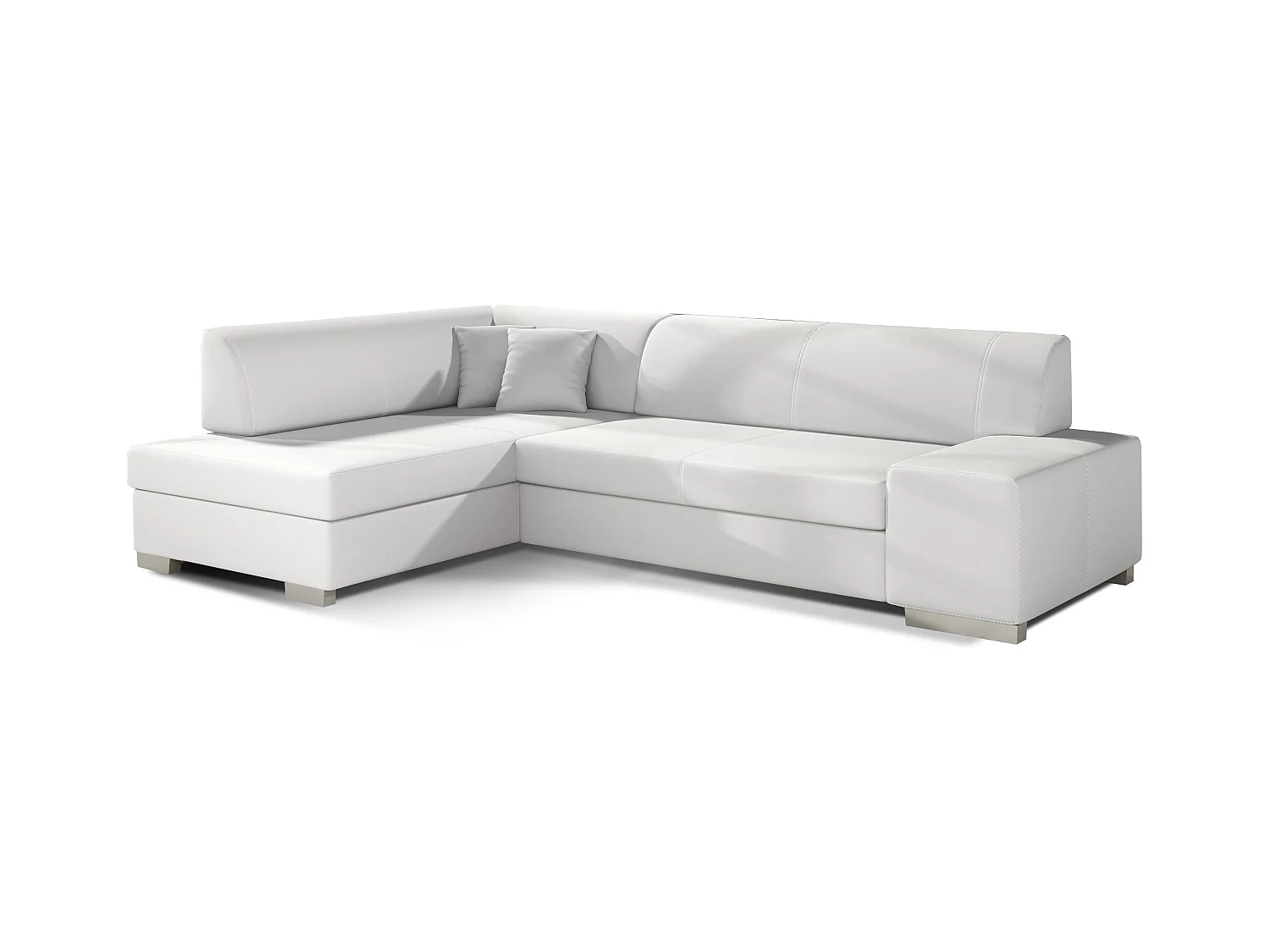 Canapé convertible angle gauche simili cuir blanc Polky 272cm