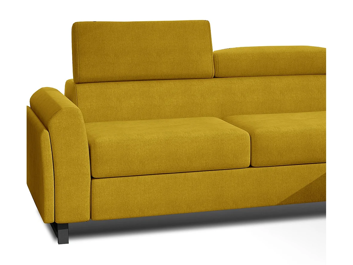 Canapé angle droit convertible tissu jaune avec appuis-tête réglables Mazerali 300cm