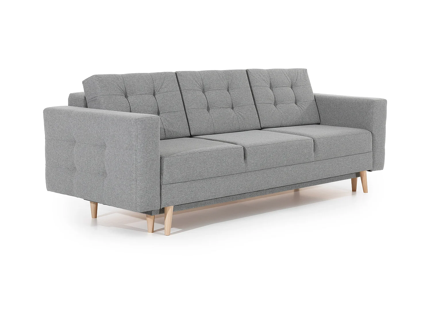 Canapé 3 places convertible matelassé velours beige Anska 235cm