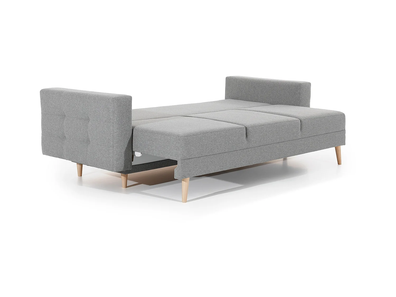 Canapé 3 places convertible matelassé velours beige Anska 235cm