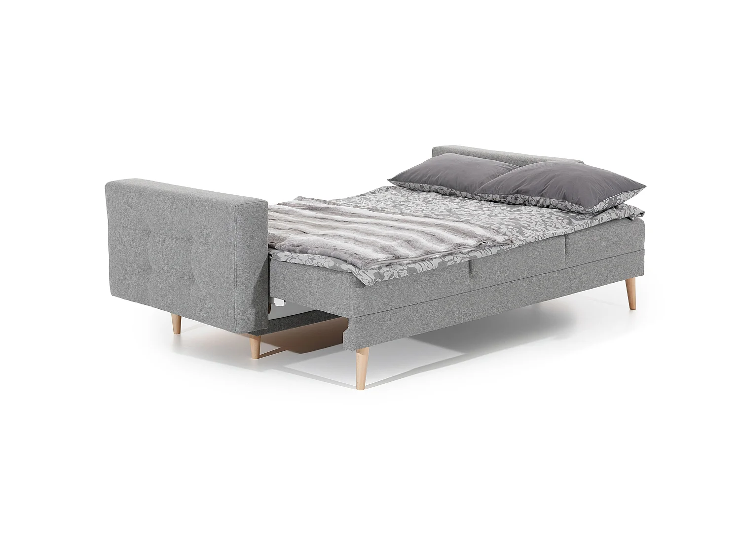 Canapé 3 places convertible matelassé velours beige Anska 235cm