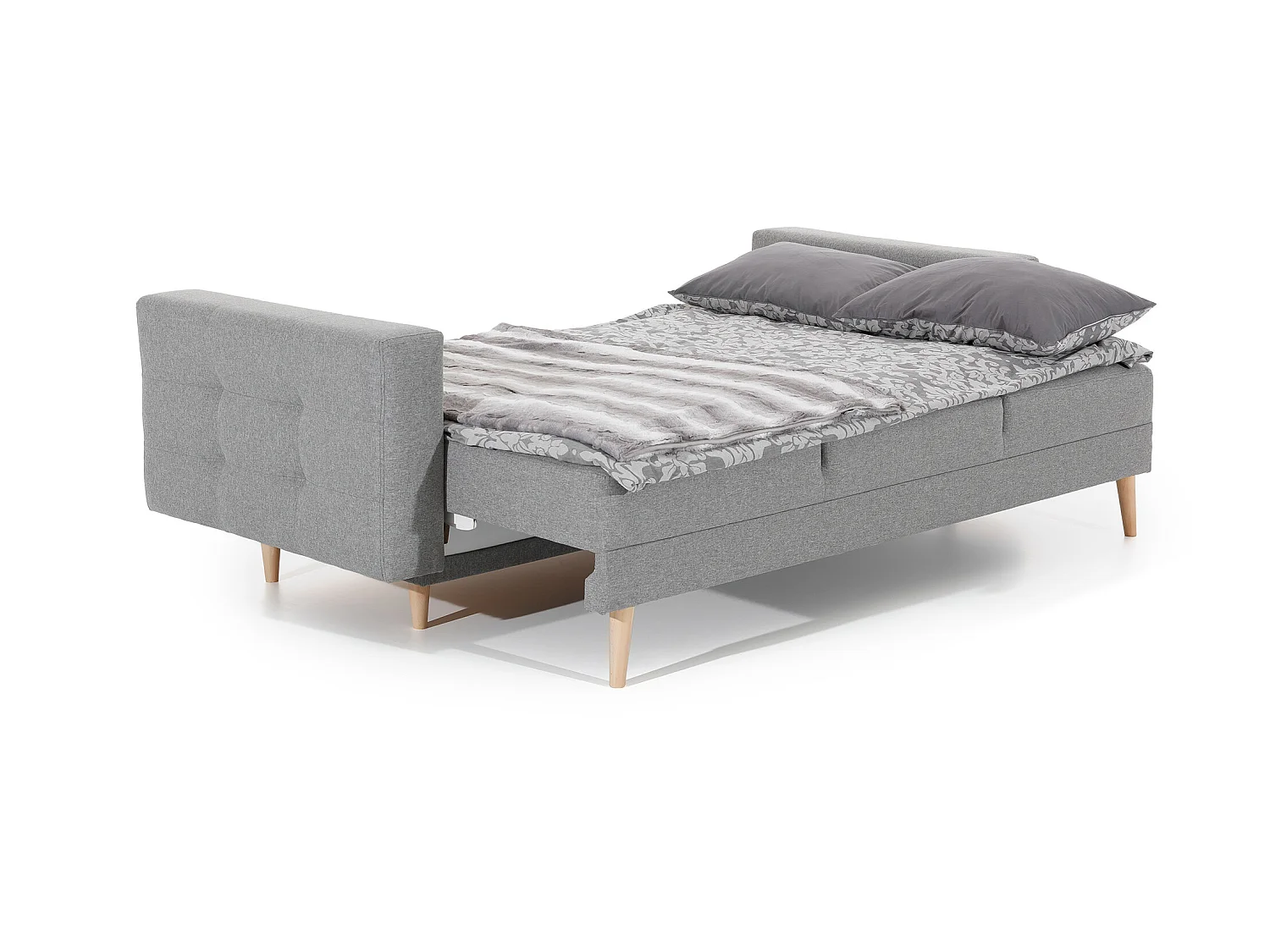 Canapé 3 places convertible matelassé velours beige Anska 235cm