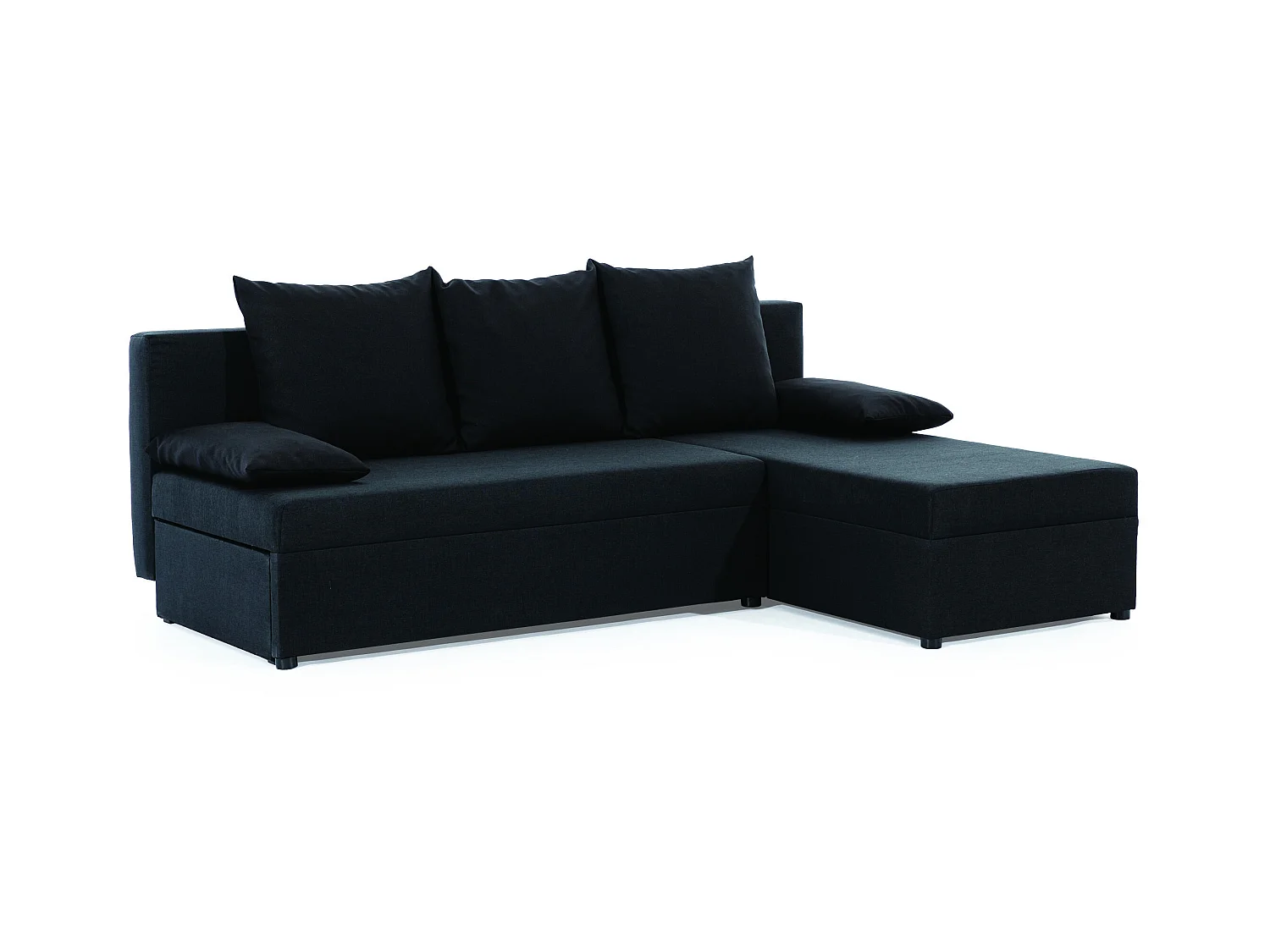 Gary omkeerbare hoekbank van zwarte stof, 206 cm