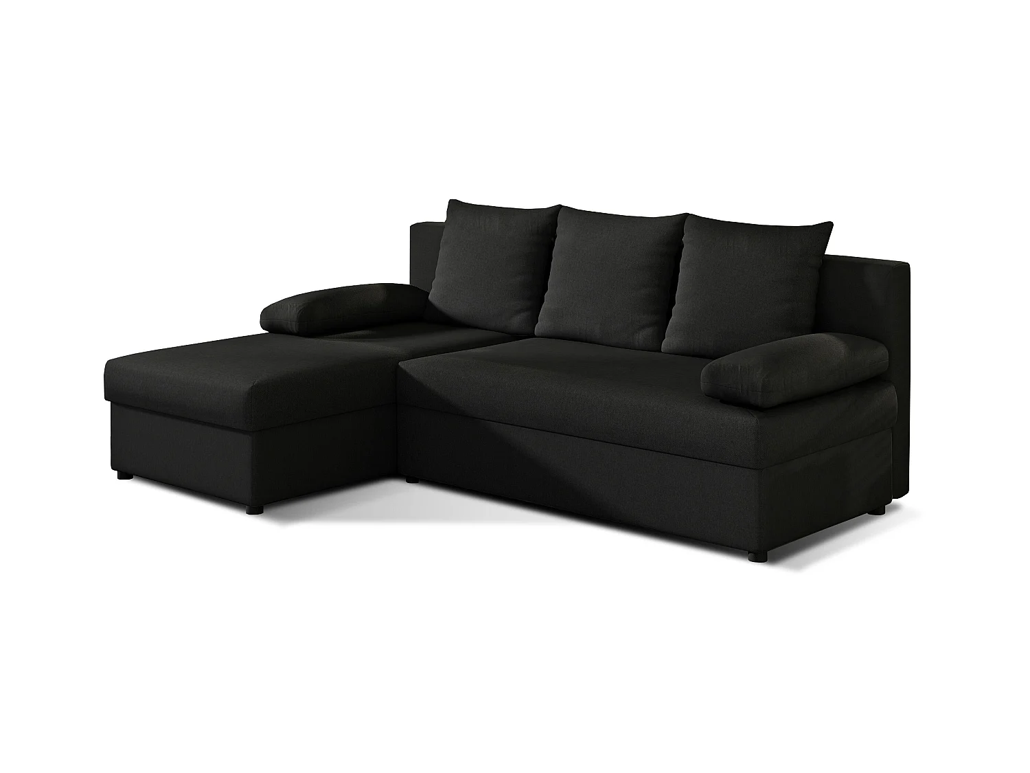 Gary omkeerbare hoekbank van zwarte stof, 206 cm