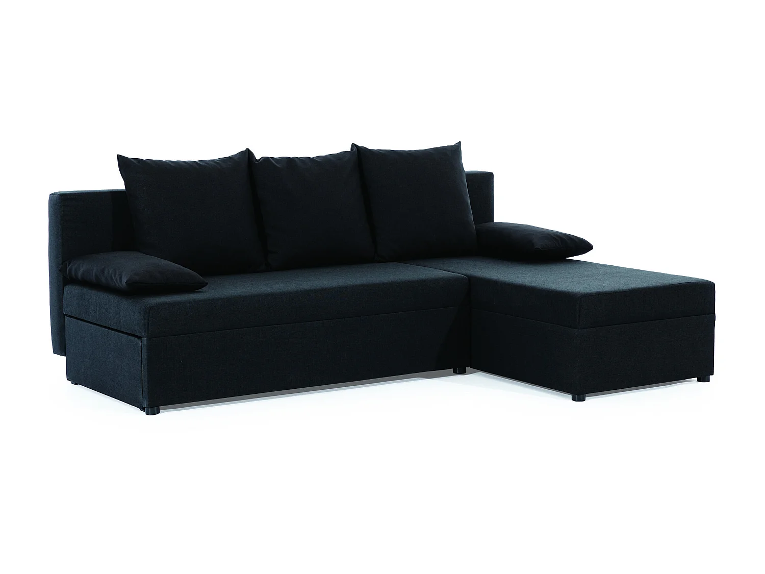 Canapé convertible angle réversible tissu noir Gary 206cm