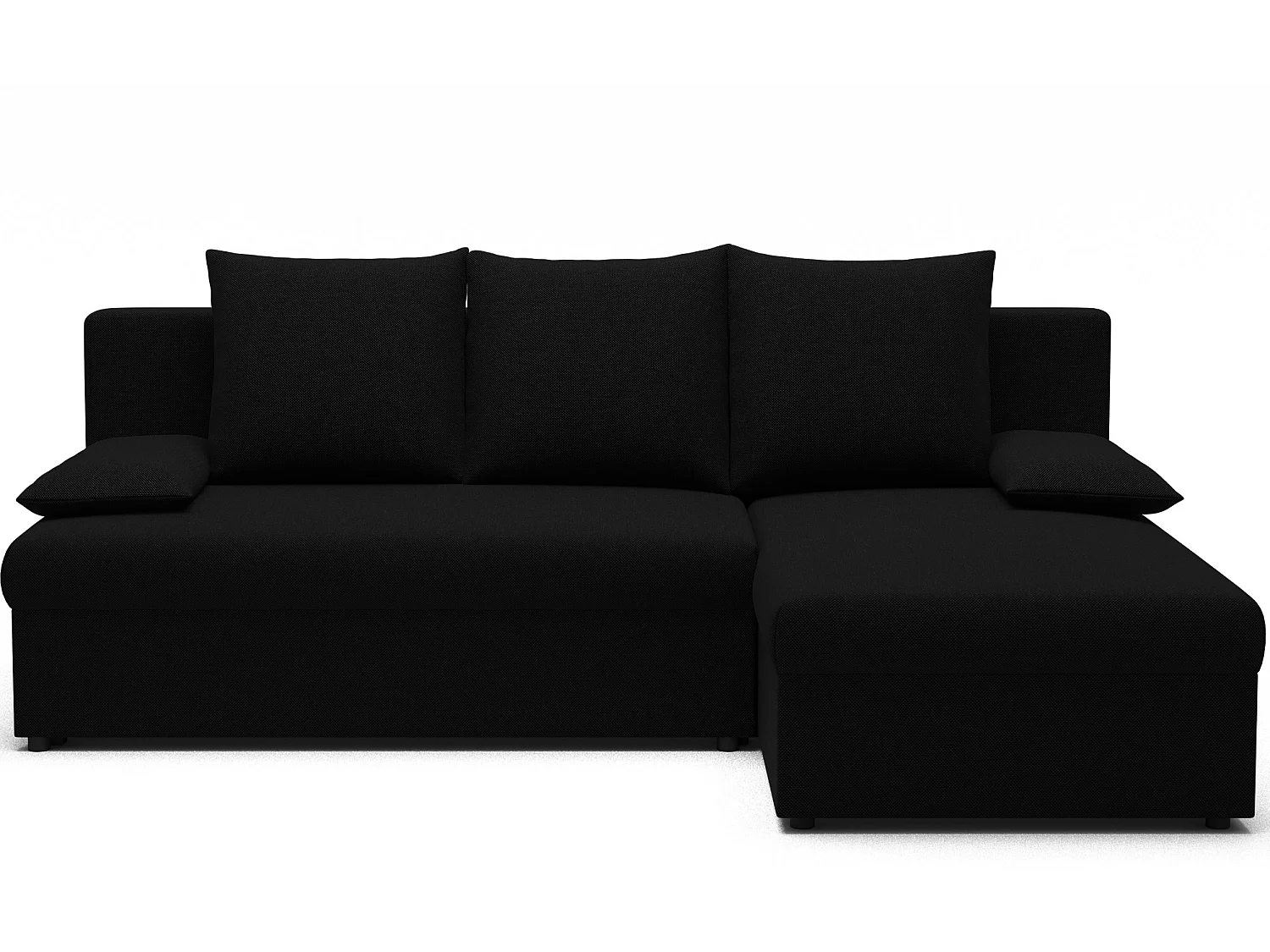 Canapé d’angle réversible convertible GARY en tissu côtelé – 206cm-Noir