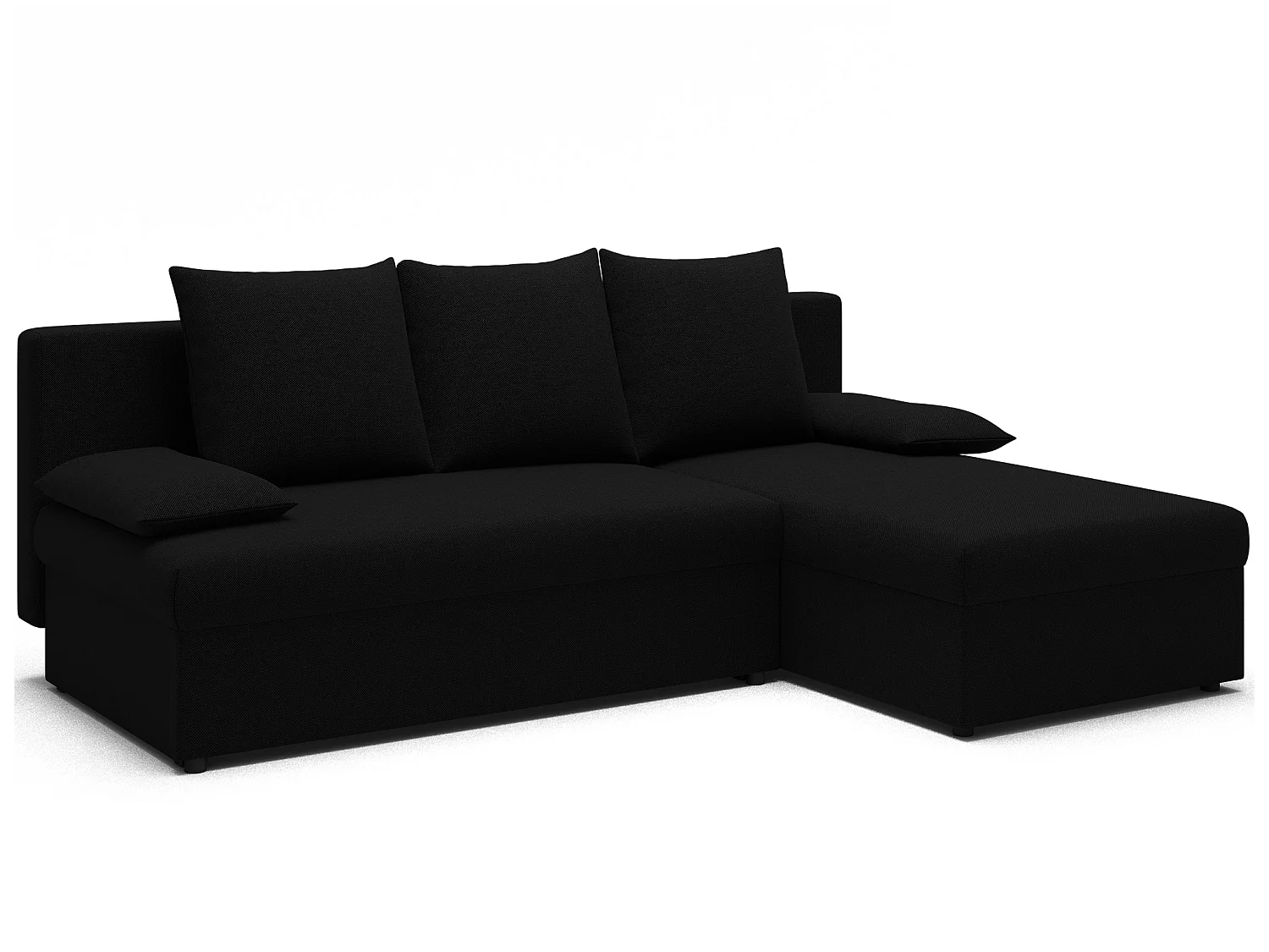 Canapé d’angle réversible convertible GARY en tissu côtelé – 206cm-Noir