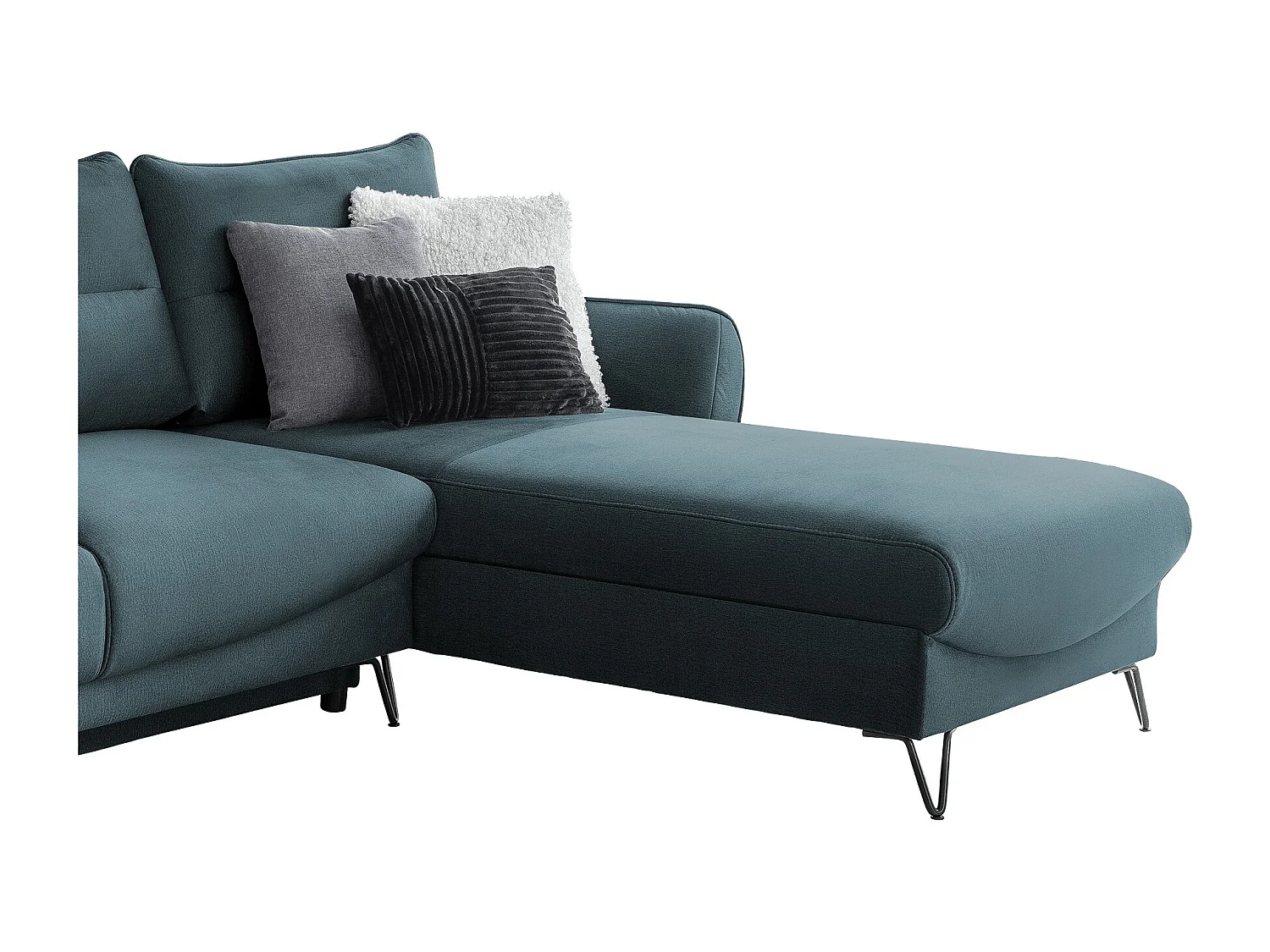 Canapé d'angle droit convertible velours vert bleuté Zurik 276cm