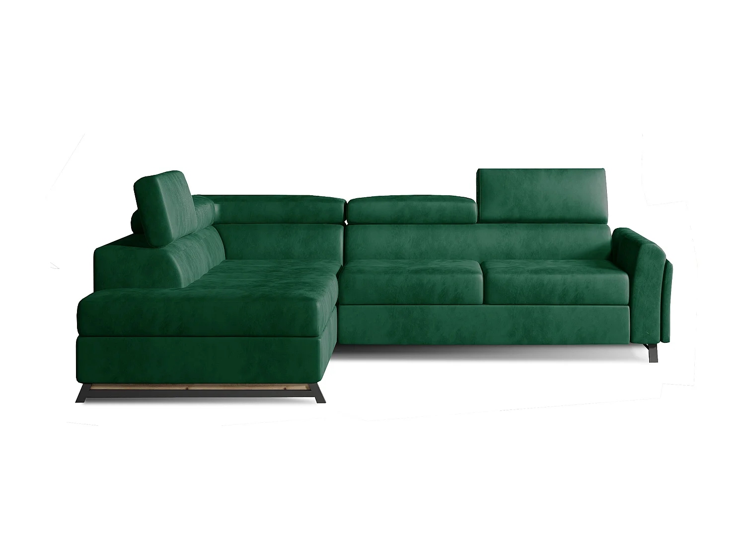 Canapé angle droit convertible velours marron avec têtières réglables Nikos 265cm 2