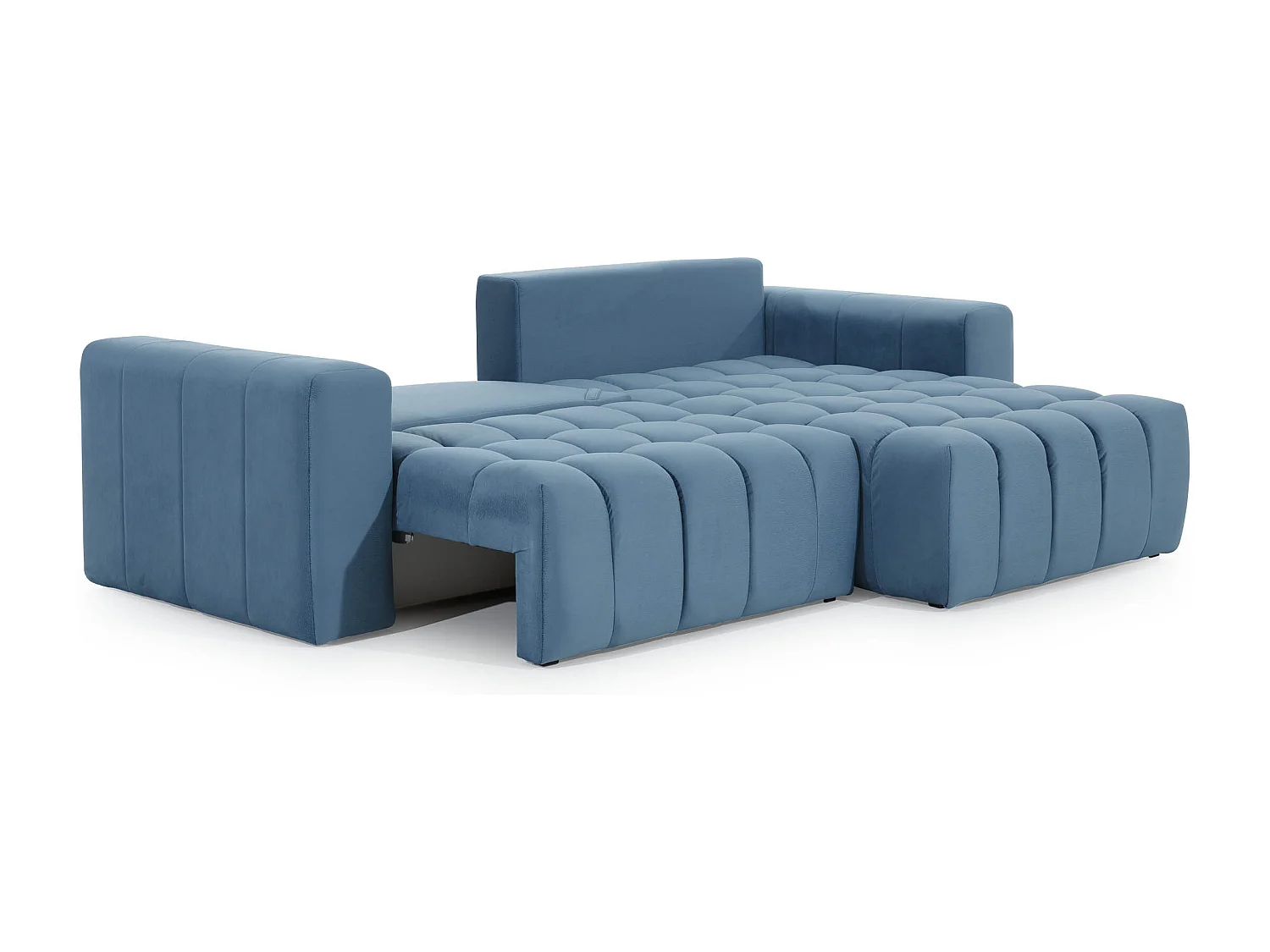 Canapé convertible design velours matelassé gris angle gauche Bozen 250cm