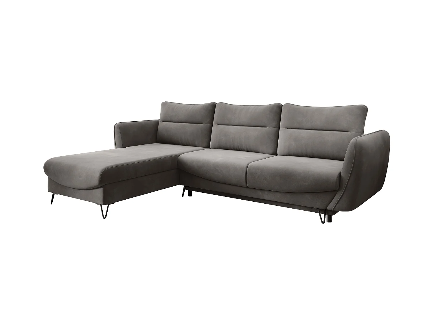 Canapé d'angle gauche convertible velours marron meuse Zurik 276cm