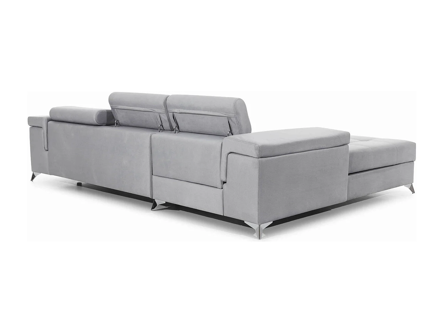 Canapé angle gauche convertible tissu gris clair avec appuis-tête réglables Rikaro 280cm