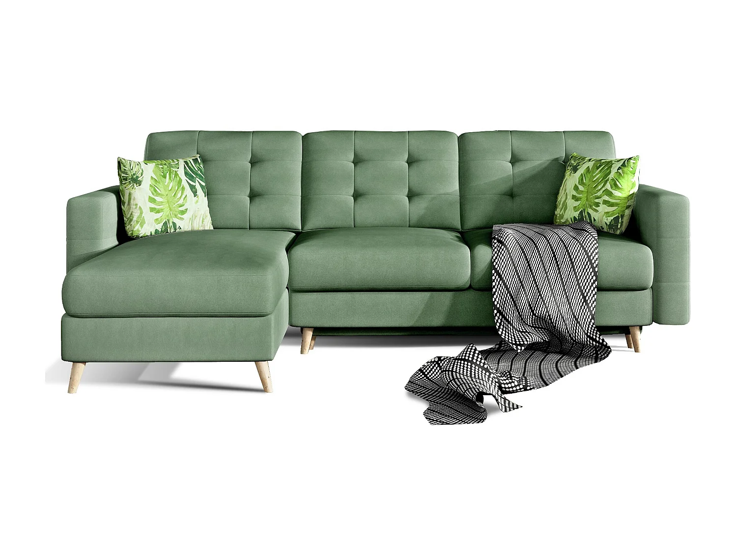 Canapé d'angle réversible et convertible tissu doux vert émeraude Anska 250cm