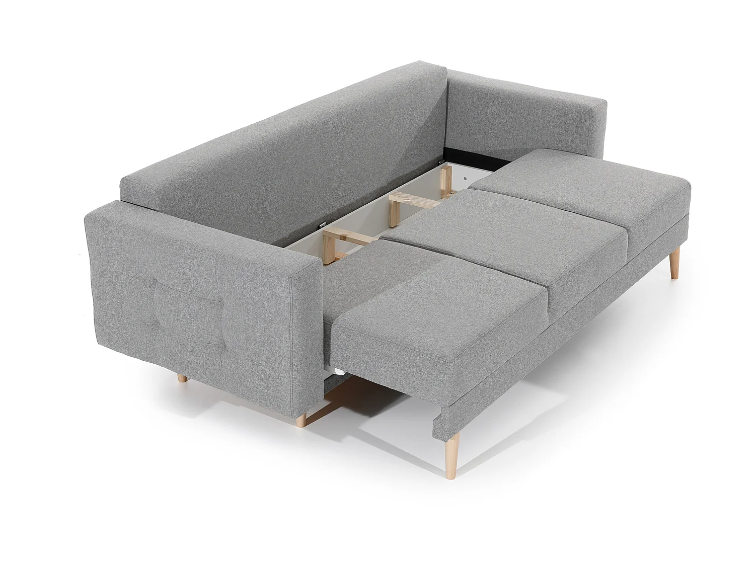 Canapé 3 places convertible matelassé velours gris clair Anska 235cm