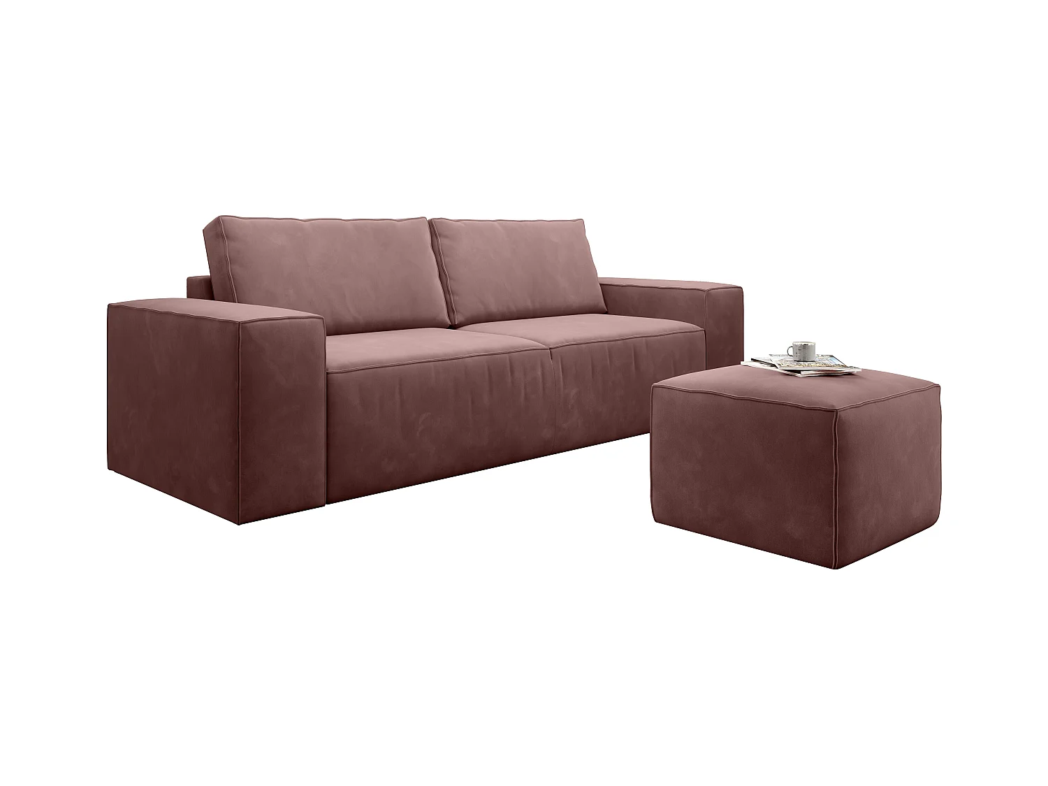 Canapé convertible 4 places tissu rouille Willace 260cm
