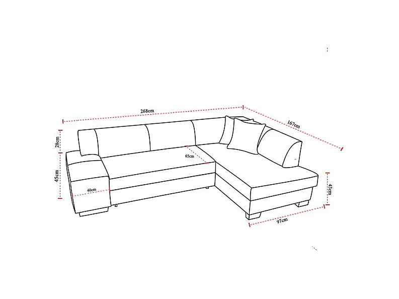 Canapé convertible angle droit simili cuir blanc et tissu gris Polky 272cm